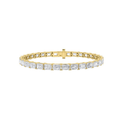 10CTW Emerald Shaped Lab Grown Diamond (F/VS) Bracelet in 14K White Gold