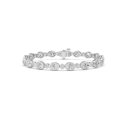 8CTW Oval And Round Lab Grown Diamond (F/VS ) Bezel Set Bracelet in 14K Gold
