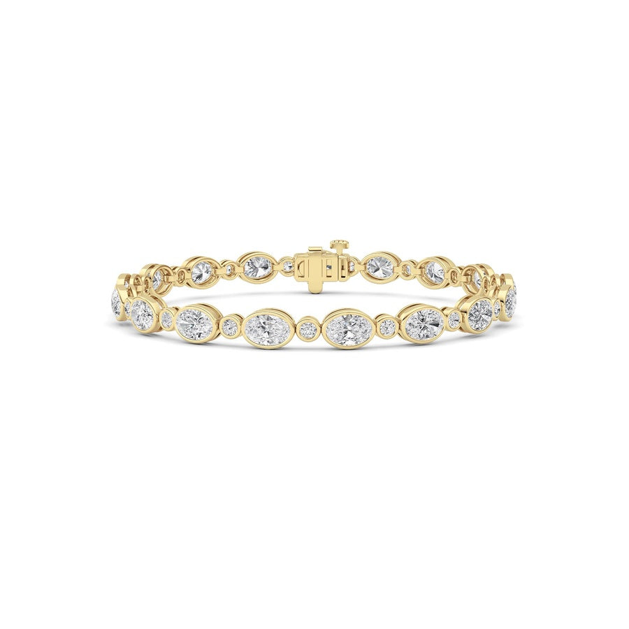 8CTW Oval And Round Lab Grown Diamond (F/VS ) Bezel Set Bracelet in 14K Gold
