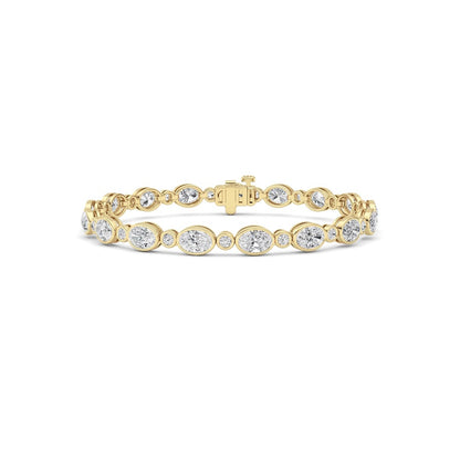 8CTW Oval And Round Lab Grown Diamond (F/VS ) Bezel Set Bracelet in 14K Gold
