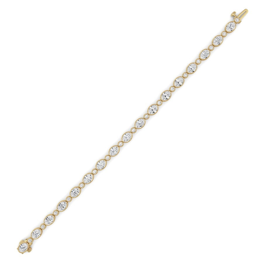 8CTW Oval And Round Lab Grown Diamond (F/VS ) Bezel Set Bracelet in 14K Gold