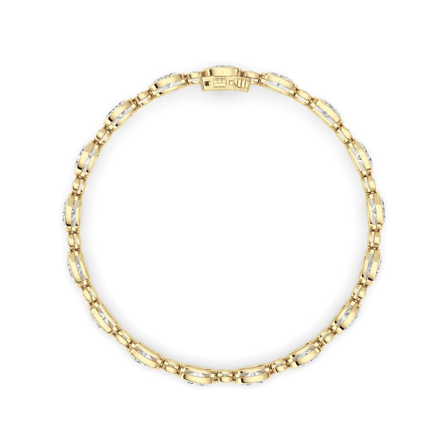 8CTW Oval And Round Lab Grown Diamond (F/VS ) Bezel Set Bracelet in 14K Gold