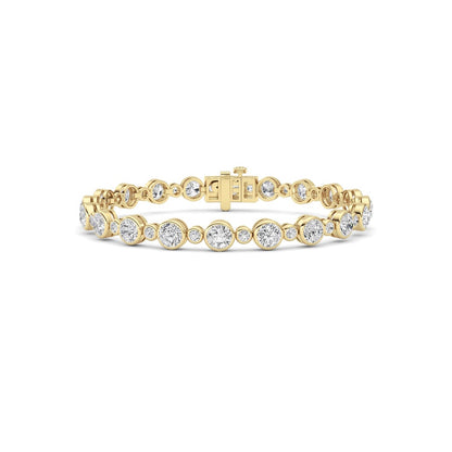 9CTW Round Lab Grown Diamond (F/VS ) Bezel Set Bracelet in 14K Gold