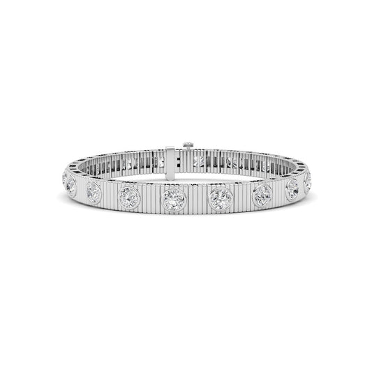 7CTW Round Lab Grown Diamond (F/VS ) Bangle Bracelet in 14K Gold