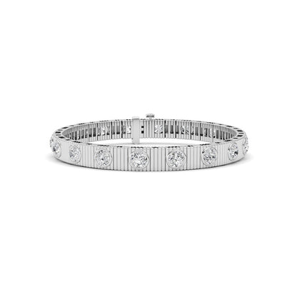 7CTW Round Lab Grown Diamond (F/VS ) Bangle Bracelet in 14K Gold