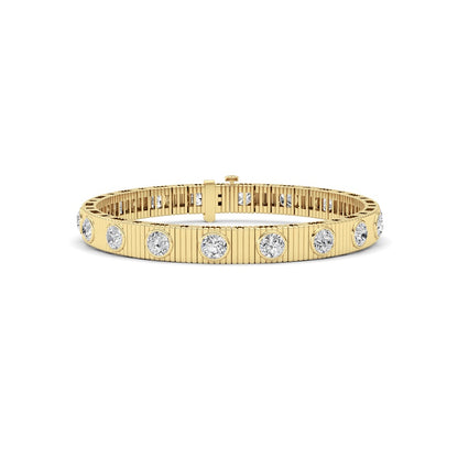 7CTW Round Lab Grown Diamond (F/VS ) Bangle Bracelet in 14K Gold