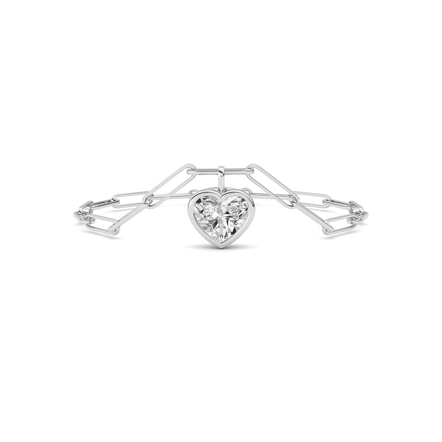 3CTW Heart Lab Grown Diamond (F/VS ) Bezel Set Bracelet in 14K Gold