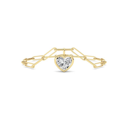 3CTW Heart Lab Grown Diamond (F/VS ) Bezel Set Bracelet in 14K Gold