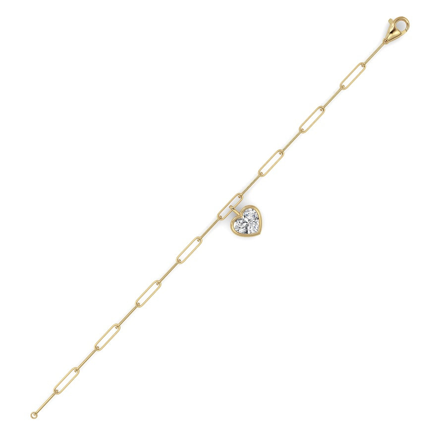 3CTW Heart Lab Grown Diamond (F/VS ) Bezel Set Bracelet in 14K Gold