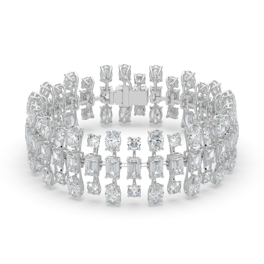 34.5CTW Mix Shaped Lab Grown Diamond (F/VS) Bracelet in 14K Gold
