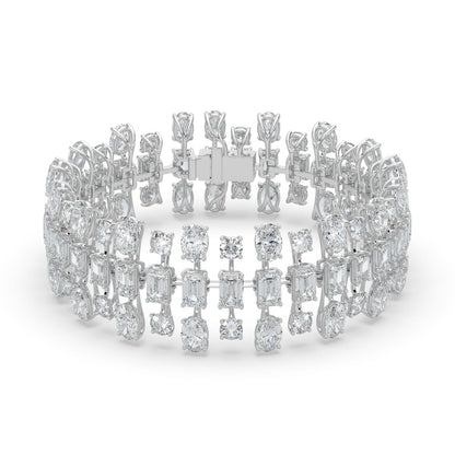 34.5CTW Mix Shaped Lab Grown Diamond (F/VS) Bracelet in 14K Gold