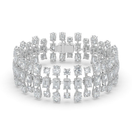 34.5CTW Mix Shaped Lab Grown Diamond (F/VS) Bracelet in 14K Gold