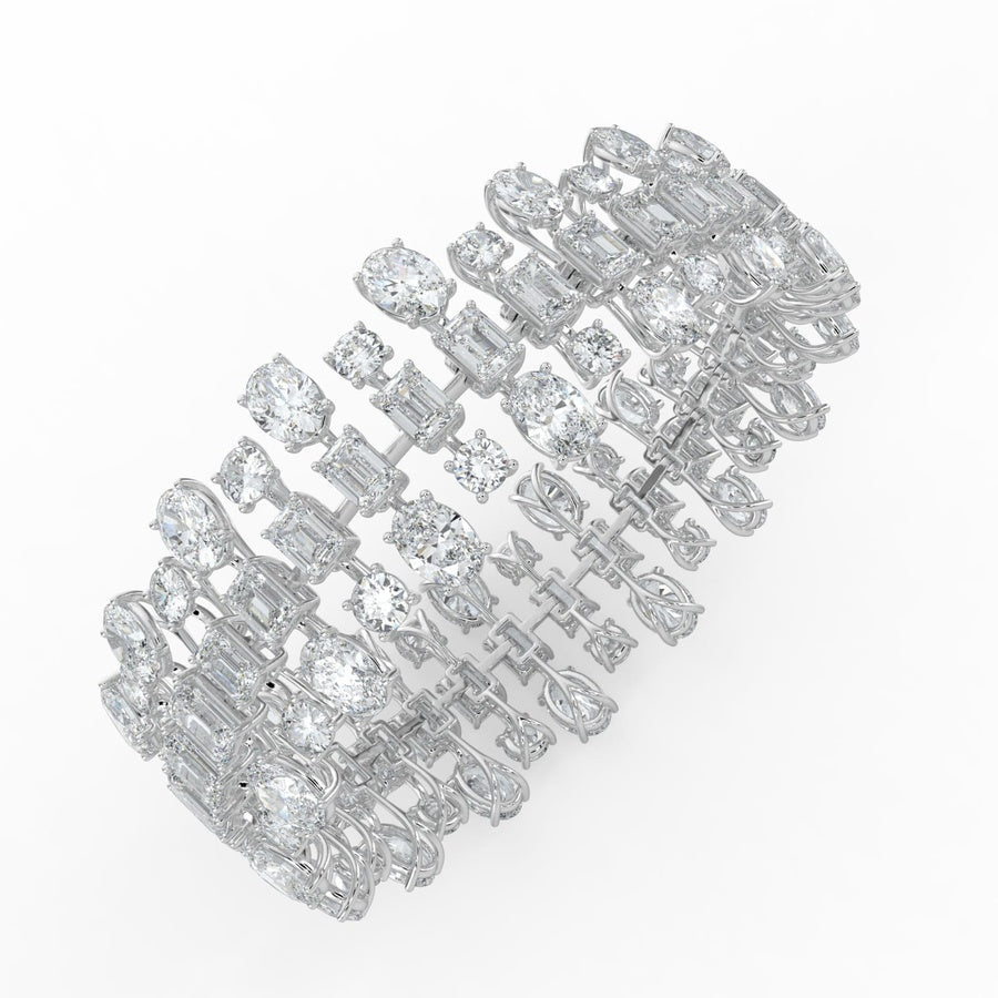 34.5CTW Mix Shaped Lab Grown Diamond (F/VS) Bracelet in 14K Gold