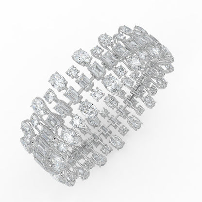 34.5CTW Mix Shaped Lab Grown Diamond (F/VS) Bracelet in 14K Gold