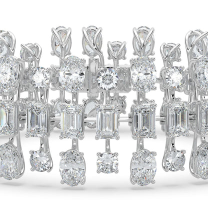 34.5CTW Mix Shaped Lab Grown Diamond (F/VS) Bracelet in 14K Gold