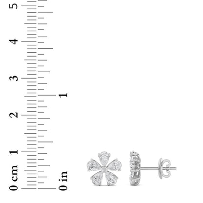 1.5CTW Pear Shaped Lab Grown Diamond (F/VS) Floral Earrings in 14K Gold