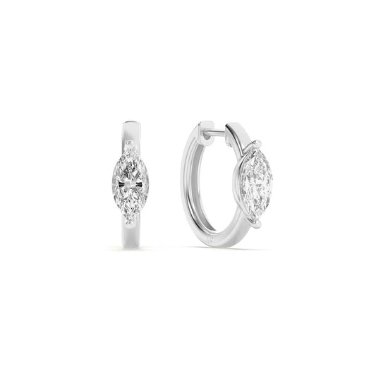 3.5CTW Marquise Shaped Lab Grown Diamond (F/VS) Solitaire Huggie Earrings in 14K Gold