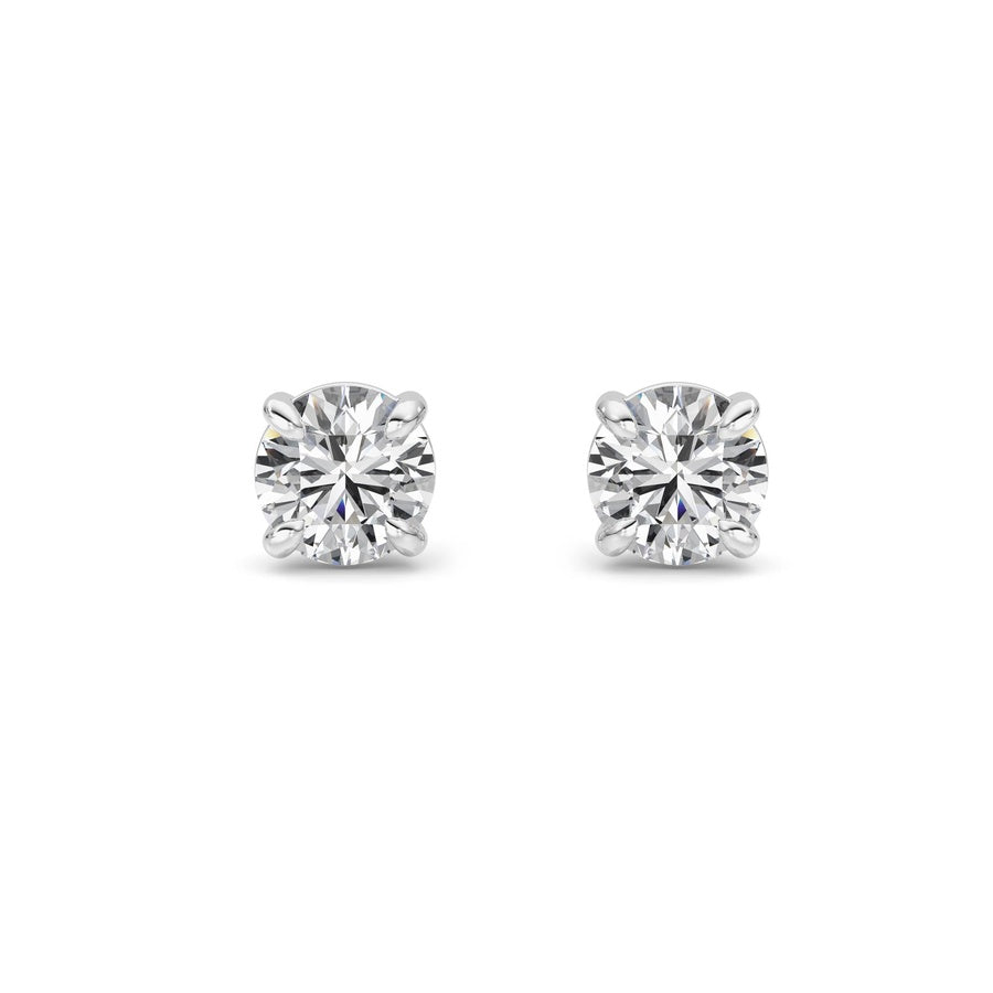 1CTW Round Shaped Lab Grown Diamond (F/VS) Classic Basket Set Stud Earrings in 14K Gold