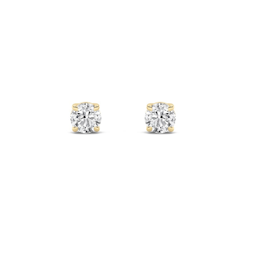 1CTW Round Shaped Lab Grown Diamond (F/VS) Classic Basket Set Stud Earrings in 14K Gold