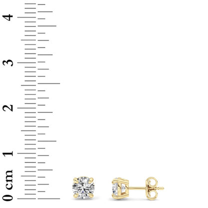 1CTW Round Shaped Lab Grown Diamond (F/VS) Classic Basket Set Stud Earrings in 14K Gold