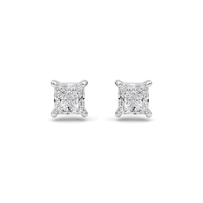 2CTW Princess Shaped Lab Grown Diamond (F/VS) Stud Earrings in 14K Gold