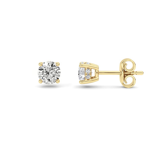 1.5CTW Round Shaped Lab Grown Diamond (F/VS) Hidden Halo Stud Earrings in 14K Gold