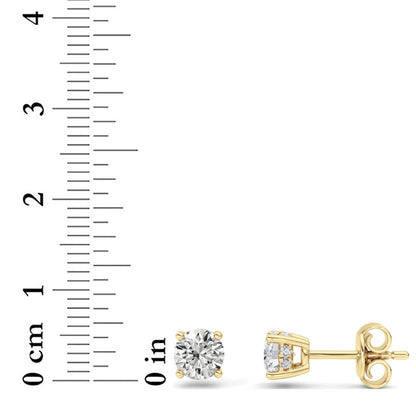 1.5CTW Round Shaped Lab Grown Diamond (F/VS) Hidden Halo Stud Earrings in 14K Gold