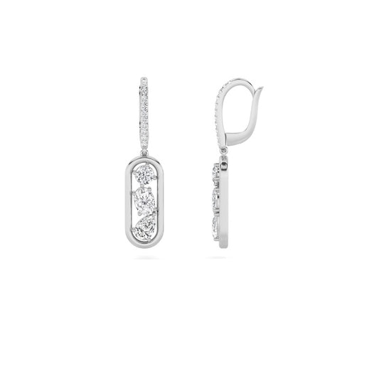 1.5CTW Mixed Shaped Lab Grown Diamond (F/VS) Paperclip Dangle Earrings in 14K Gold