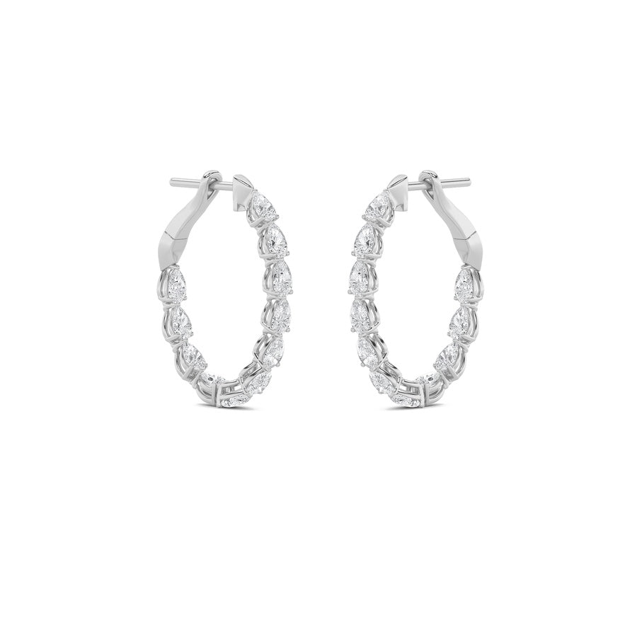 4.25CTW Pear Shaped Lab Grown Diamond (F/VS) Inside Out Hoop Earrings in 14K Gold