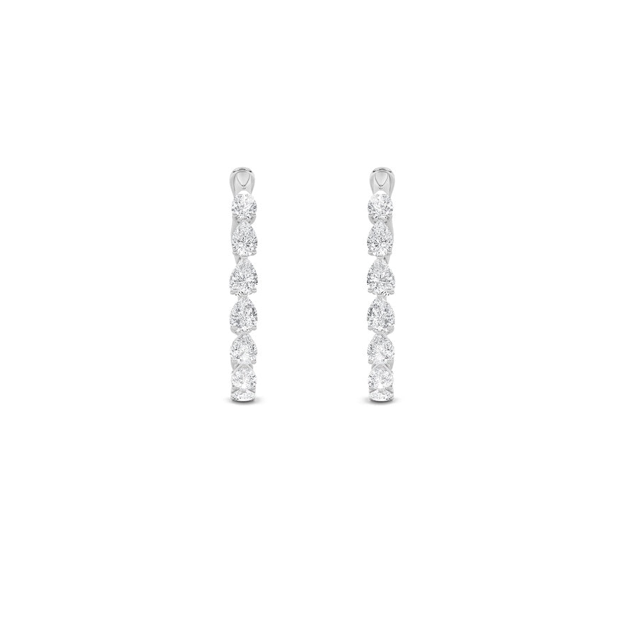 4.25CTW Pear Shaped Lab Grown Diamond (F/VS) Inside Out Hoop Earrings in 14K Gold