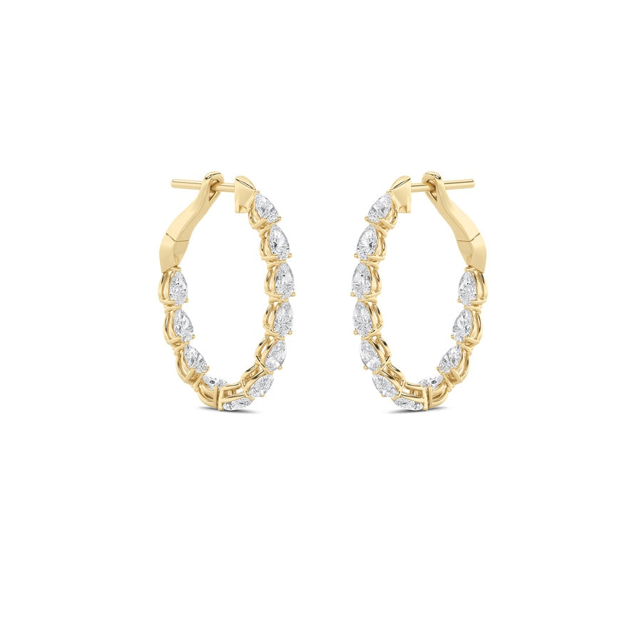 4.25CTW Pear Shaped Lab Grown Diamond (F/VS) Inside Out Hoop Earrings in 14K Gold