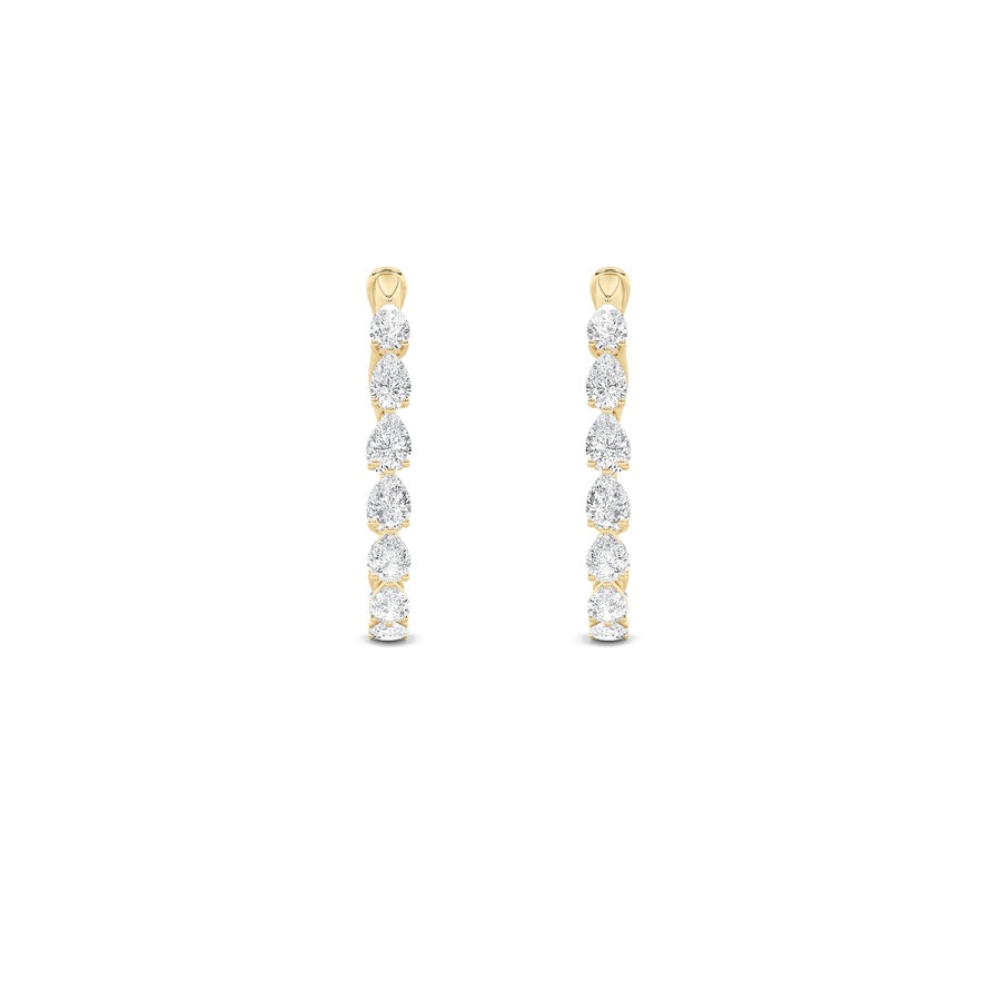 4.25CTW Pear Shaped Lab Grown Diamond (F/VS) Inside Out Hoop Earrings in 14K Gold