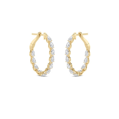 4.25CTW Pear Shaped Lab Grown Diamond (F/VS) Inside Out Hoop Earrings in 14K Gold