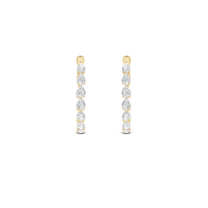 4.25CTW Pear Shaped Lab Grown Diamond (F/VS) Inside Out Hoop Earrings in 14K Gold