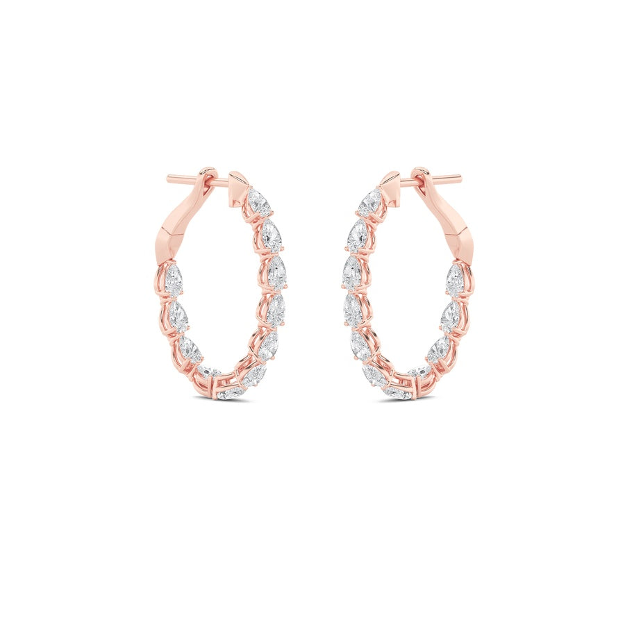4.25CTW Pear Shaped Lab Grown Diamond (F/VS) Inside Out Hoop Earrings in 14K Gold