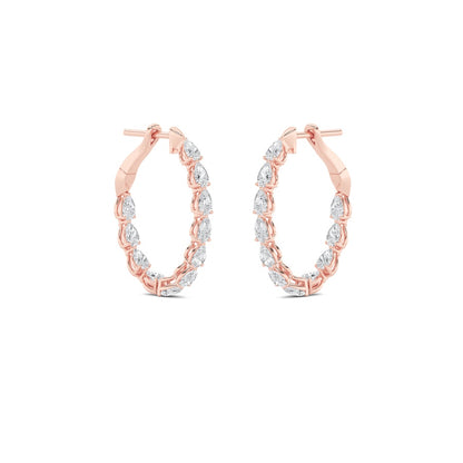 4.25CTW Pear Shaped Lab Grown Diamond (F/VS) Inside Out Hoop Earrings in 14K Gold