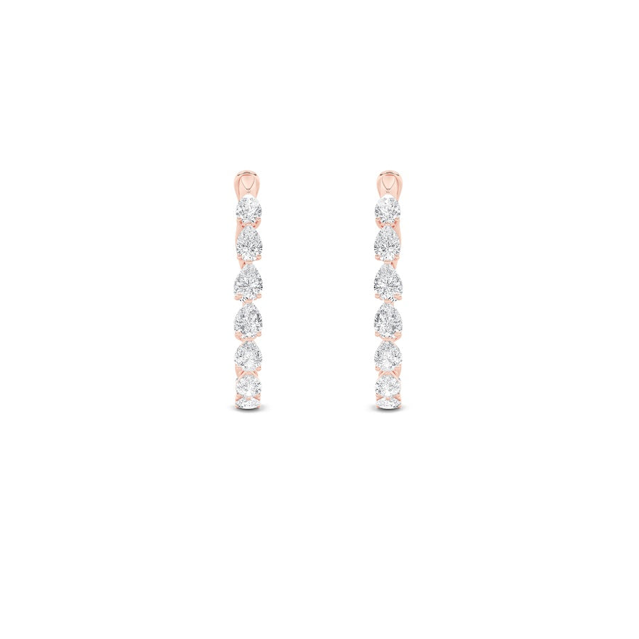 4.25CTW Pear Shaped Lab Grown Diamond (F/VS) Inside Out Hoop Earrings in 14K Gold