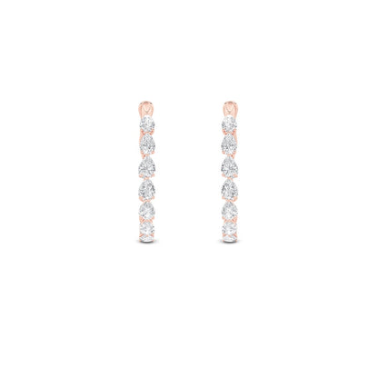4.25CTW Pear Shaped Lab Grown Diamond (F/VS) Inside Out Hoop Earrings in 14K Gold