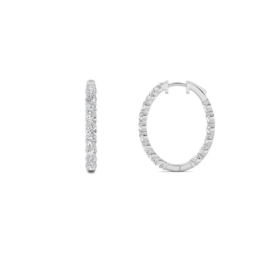 5CTW Round Shaped Lab Grown Diamond (F/VS) Inside Out Hoop Earrings in 14K Gold