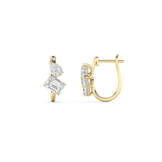 3CTW Mixed Shaped Lab Grown Diamond (F/VS) Toi et Moi Fashion Earrings in 14K Gold