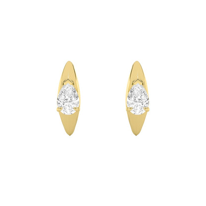 2CTW Pear Shaped Lab Grown Diamond (F/VS) Solitaire Huggie Earrings in 14K Gold