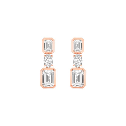 3CTW Radiant Shaped Lab Grown Diamond (F/VS) Dangle Earrings in 14K Gold