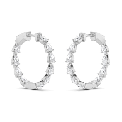 4CTW Pear Shaped Lab Grown Diamond (F/VS) Inside Out Hoop Earrings in 14K Gold
