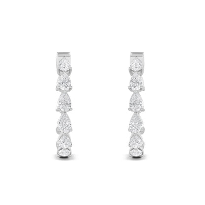 4CTW Pear Shaped Lab Grown Diamond (F/VS) Inside Out Hoop Earrings in 14K Gold