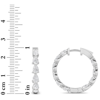 4CTW Pear Shaped Lab Grown Diamond (F/VS) Inside Out Hoop Earrings in 14K Gold