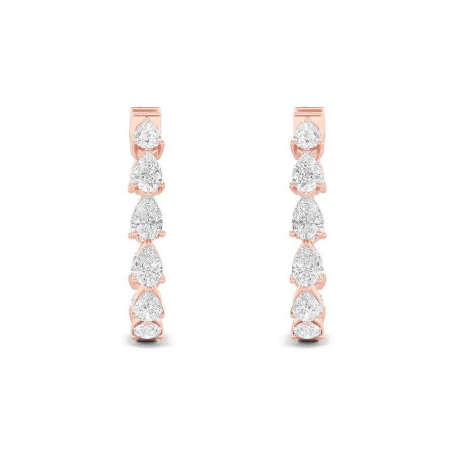 4CTW Pear Shaped Lab Grown Diamond (F/VS) Inside Out Hoop Earrings in 14K Gold