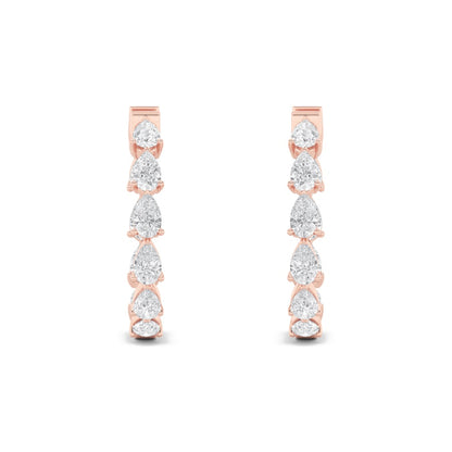 4CTW Pear Shaped Lab Grown Diamond (F/VS) Inside Out Hoop Earrings in 14K Gold