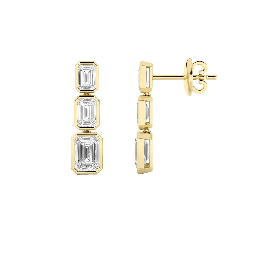 5Cttw Emerald Shaped Lab Grown Diamond Earrings in 14K Gold