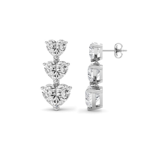 16CTW Heart Shaped Lab Grown Diamond (F/VS ) Earrings in 14K Gold