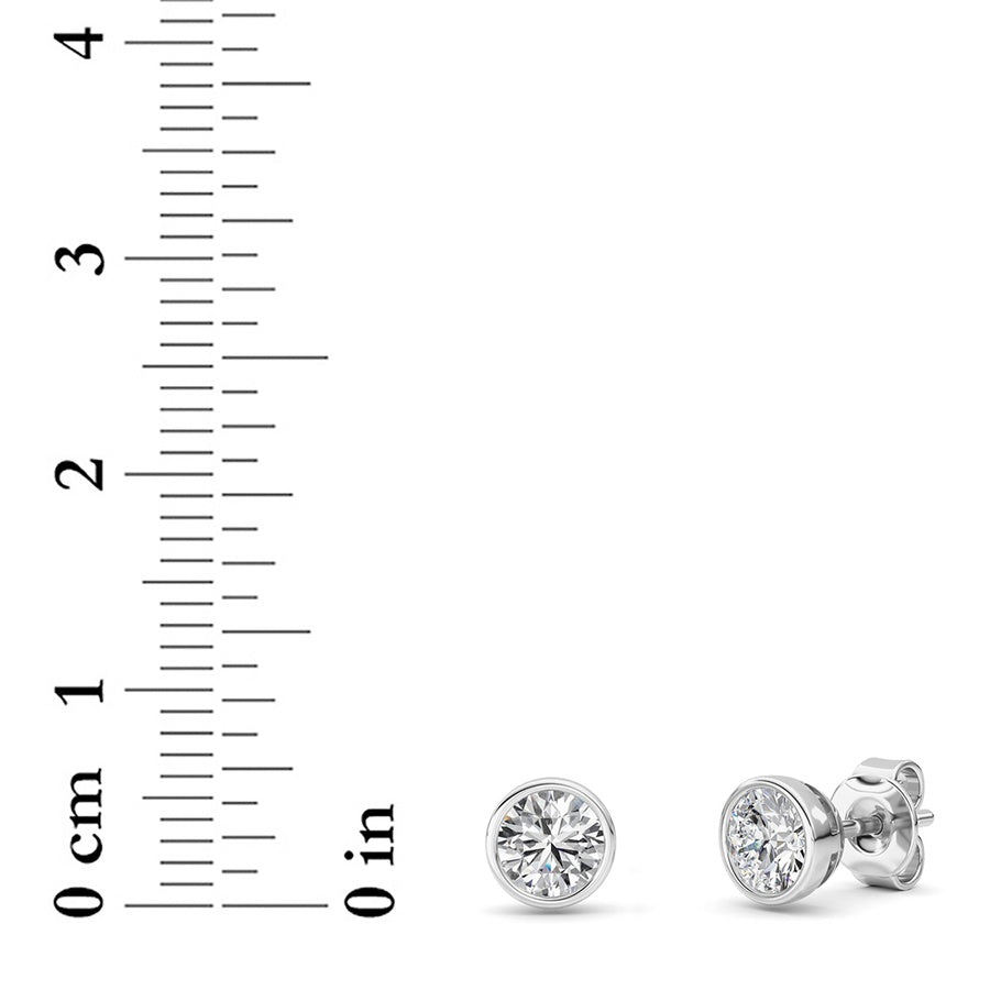 1CTW Round Shaped Lab Grown Diamond (F/VS) Bezel Set Earrings in 14K Gold